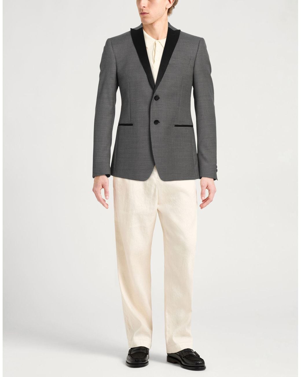 Paoloni Black Blazer Wool, Cotton for men