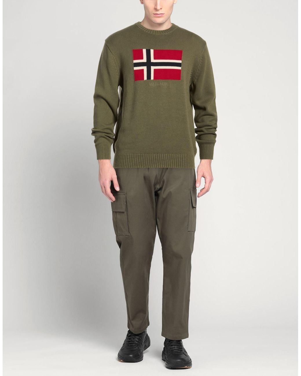 Napapijri Green D-Mura C Military Sweater Organic Cotton for men