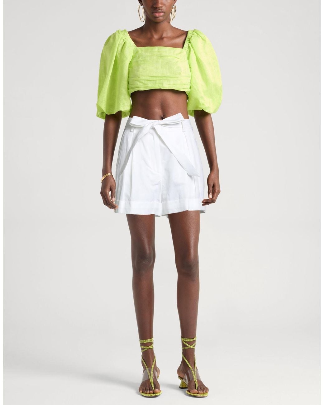 Pinko White Ivory Shorts & Bermuda Shorts Cotton, Linen