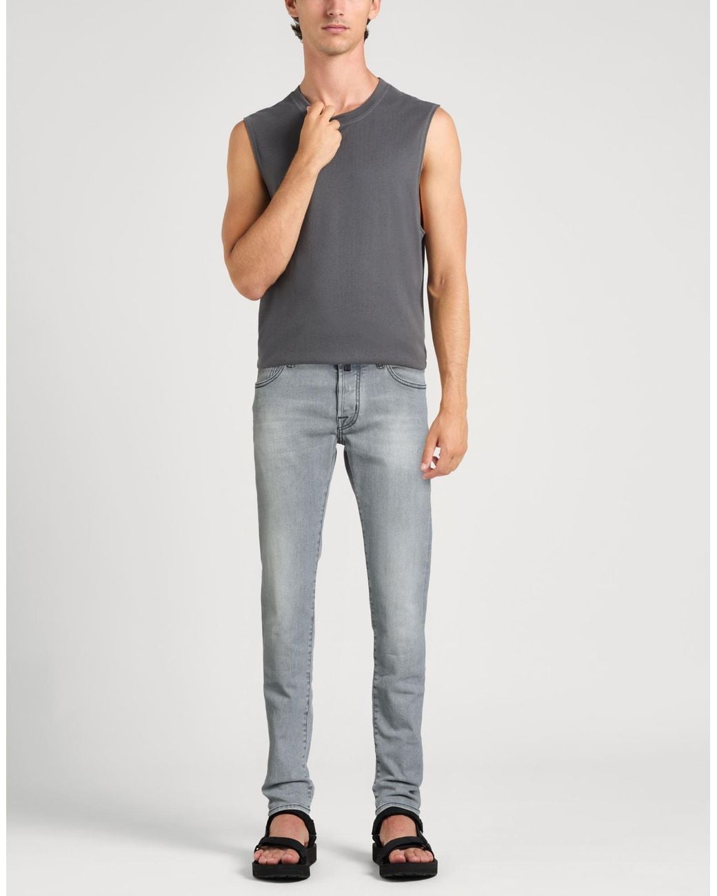 Jacob Cohen Gray Jeans Cotton, Elastomultiester, Elastane, Polyester for men