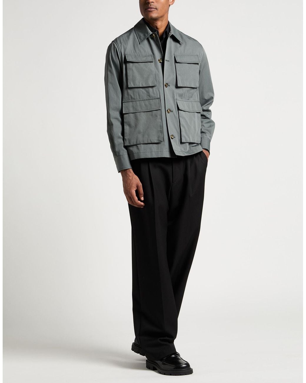Lardini Gray Lead Jacket Cotton, Silk for men