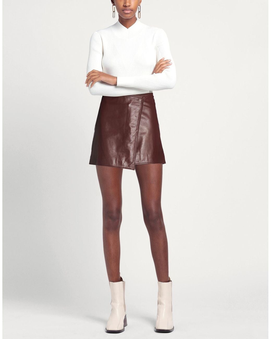 Arma Brown Mini Skirt Lambskin
