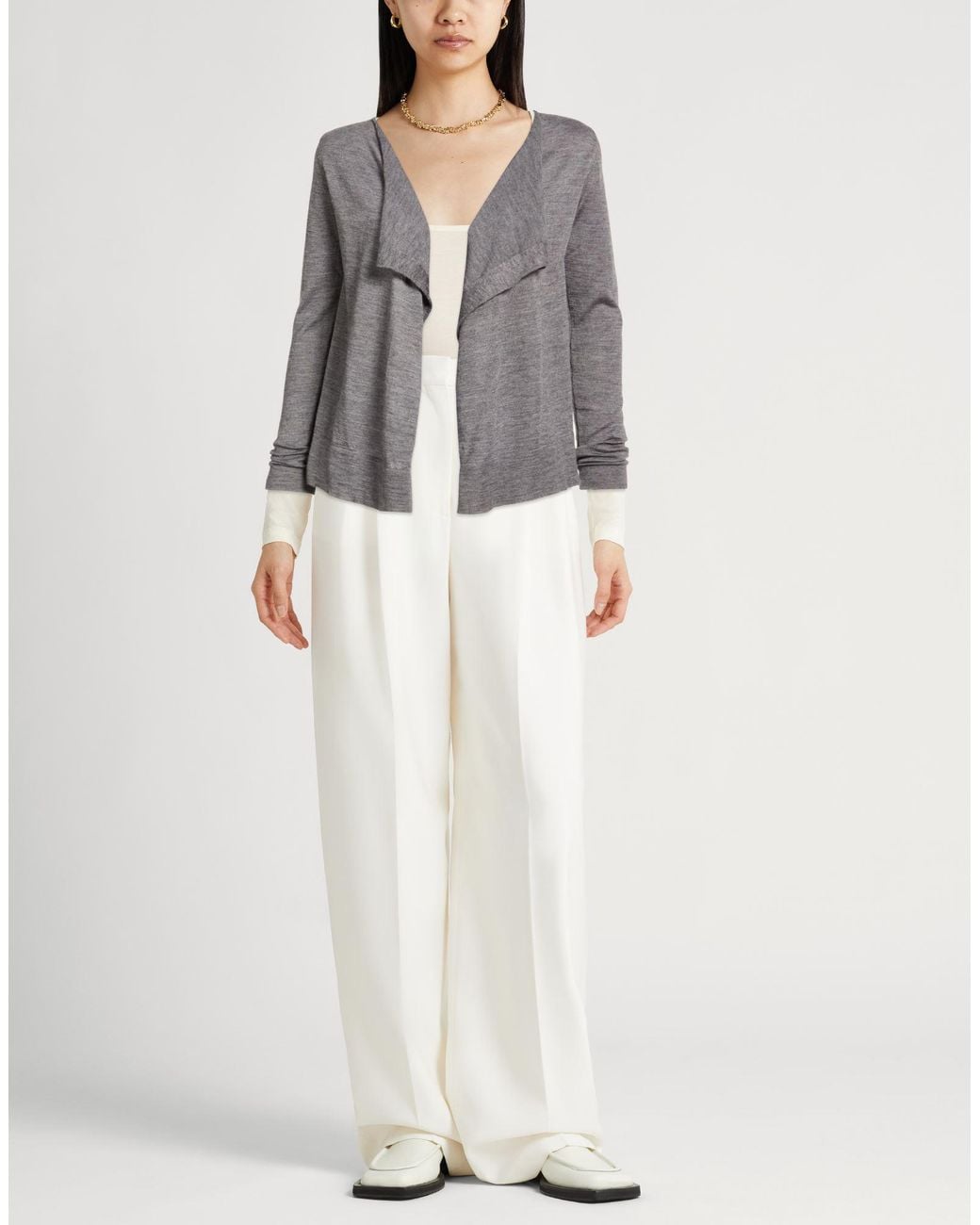 Roberto Collina Gray Cardigan Cashmere, Silk, Polyester