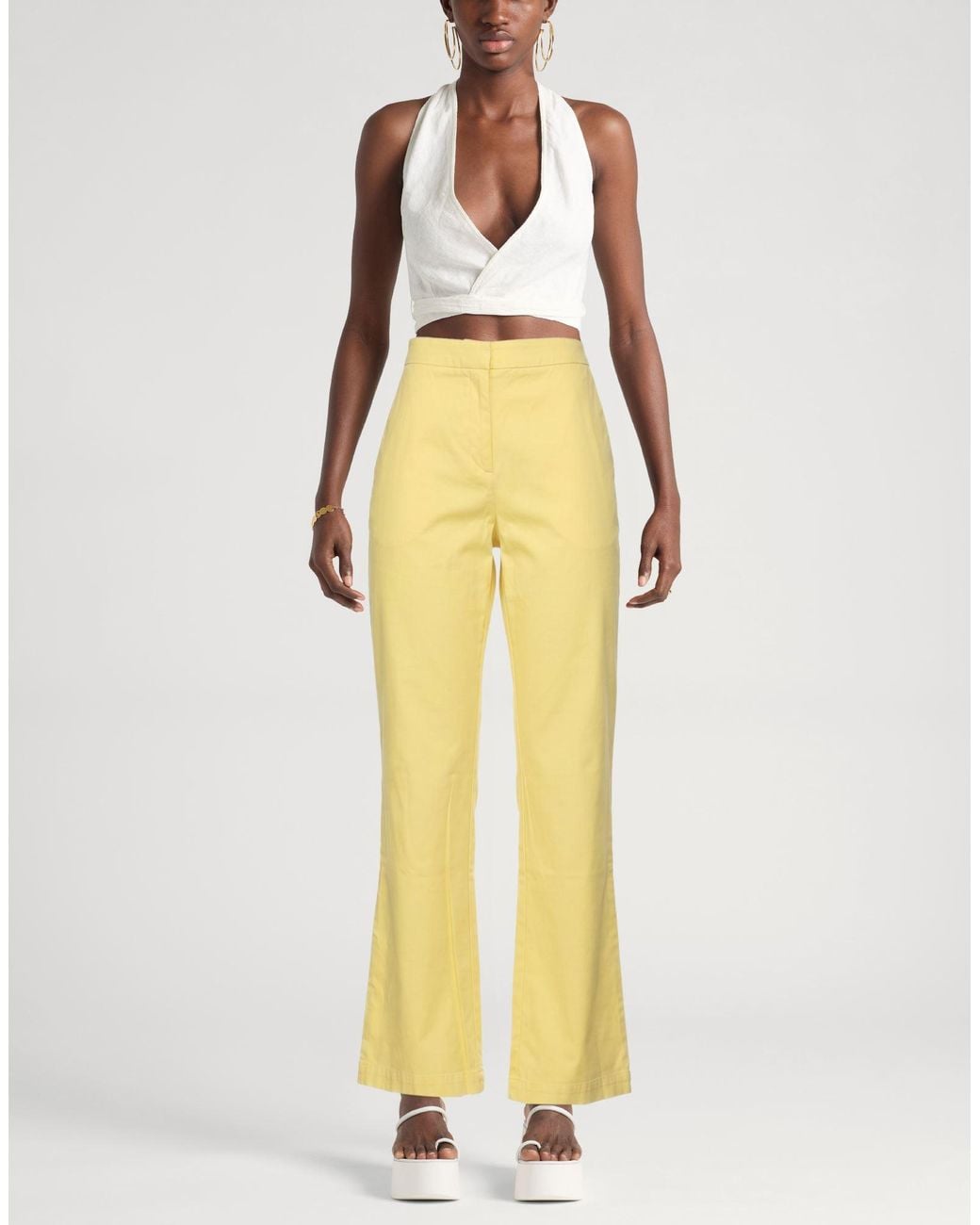 Maliparmi Yellow Pants Cotton, Elastane