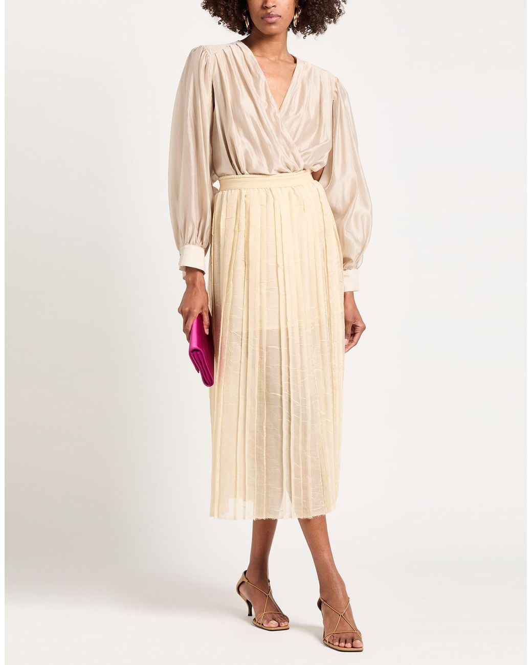 SEVENTY VENEZIA Natural Midi Skirt Polyester