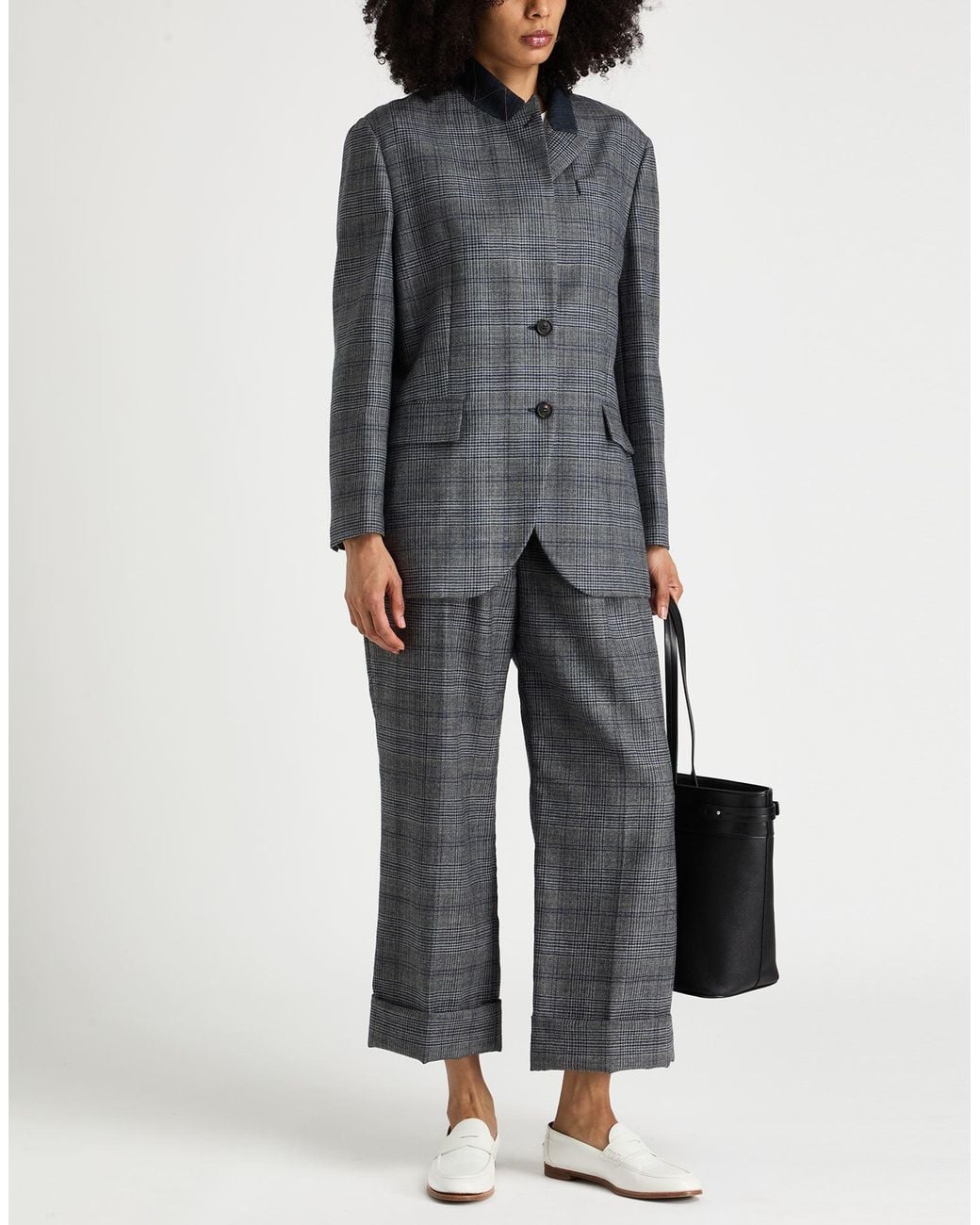 Brunello Cucinelli Black Blazer Virgin Wool, Cotton, Leather, Brass