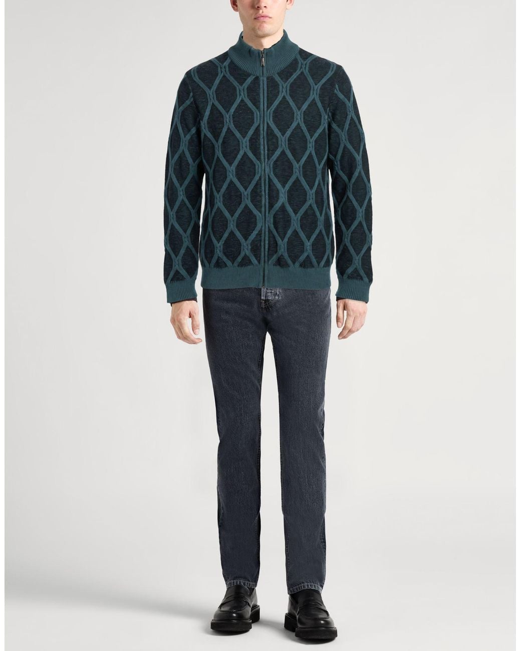 Moorer Blue Deep Cardigan Virgin Wool for men