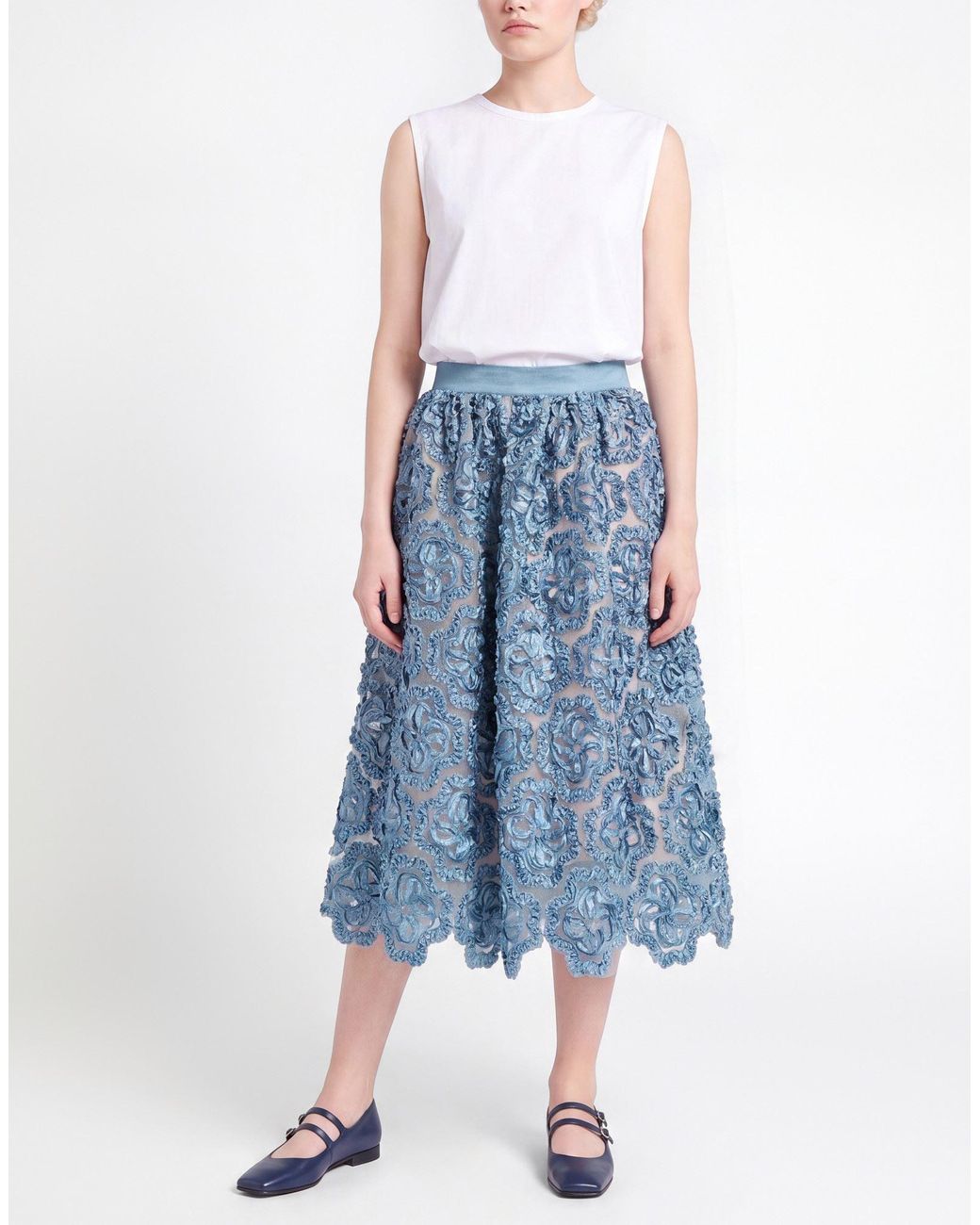 Maje Blue Midi Skirt