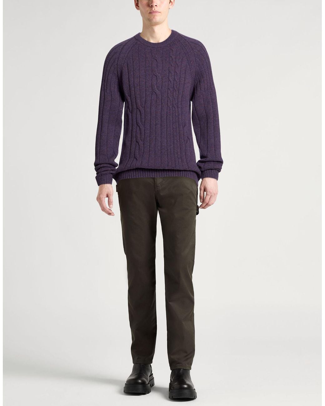 Daniele Fiesoli Purple Sweater Merino Wool for men