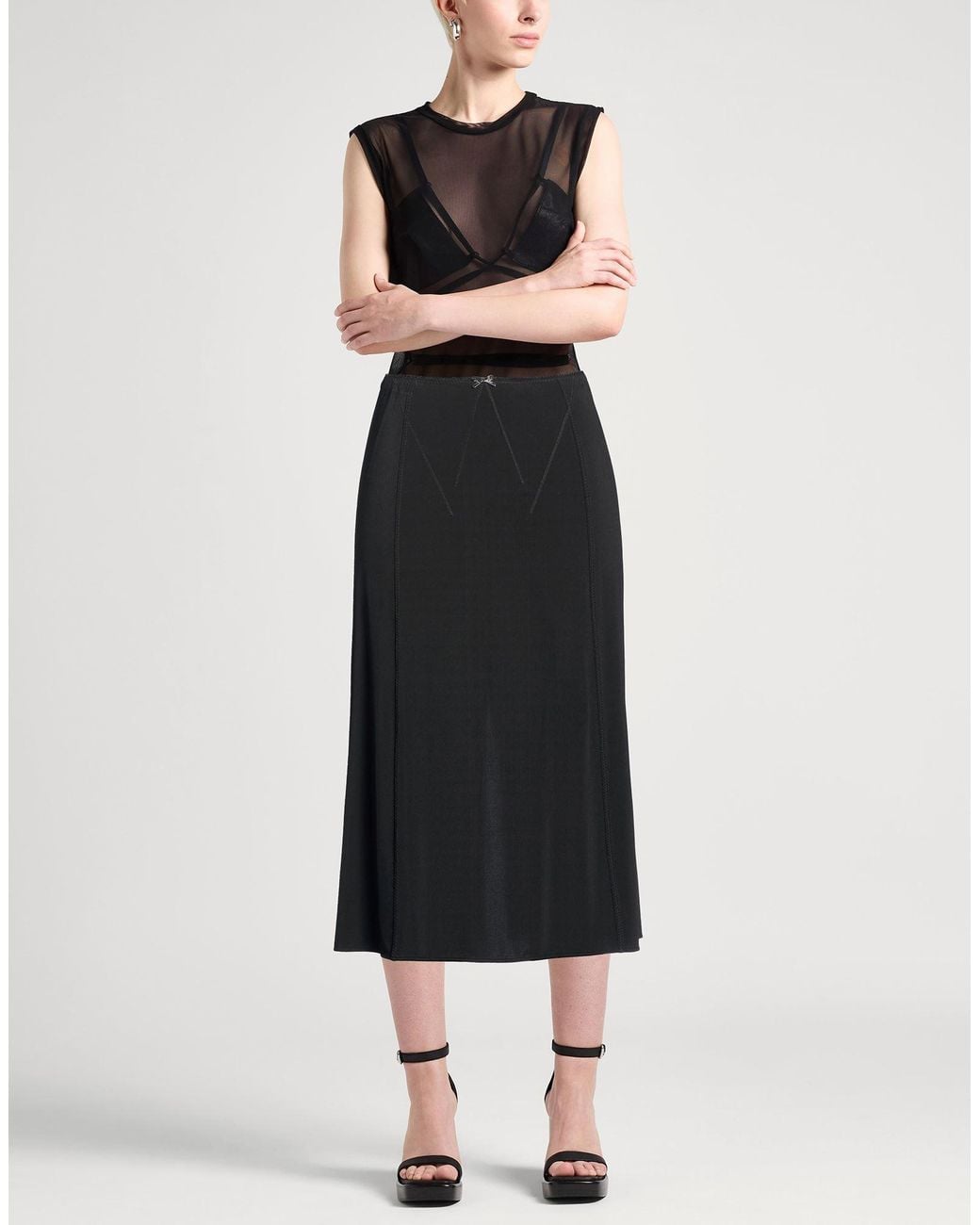 Rabanne Black Midi Skirt Viscose, Elastane