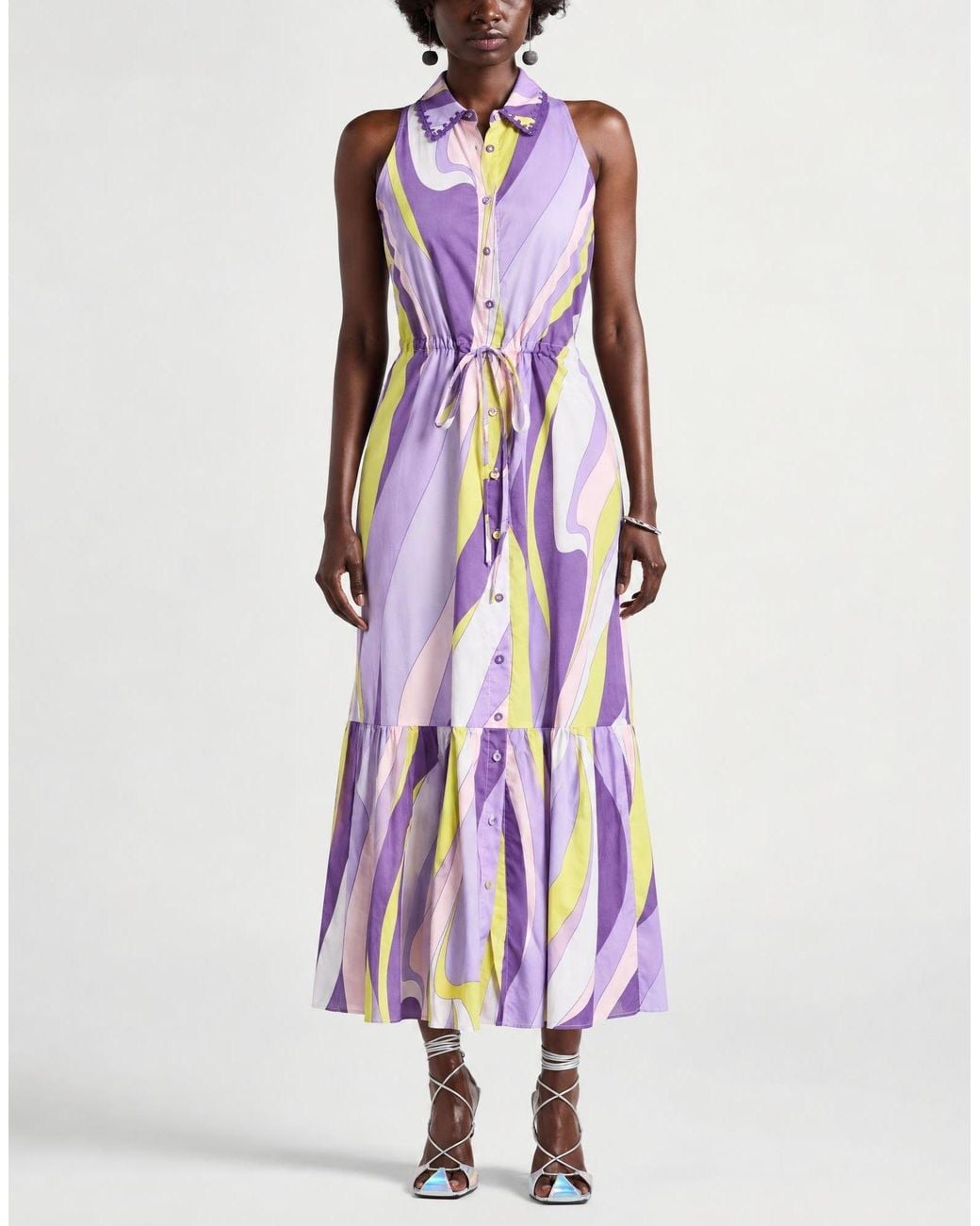 Mc2 Saint Barth Purple Maxi Dress Cotton