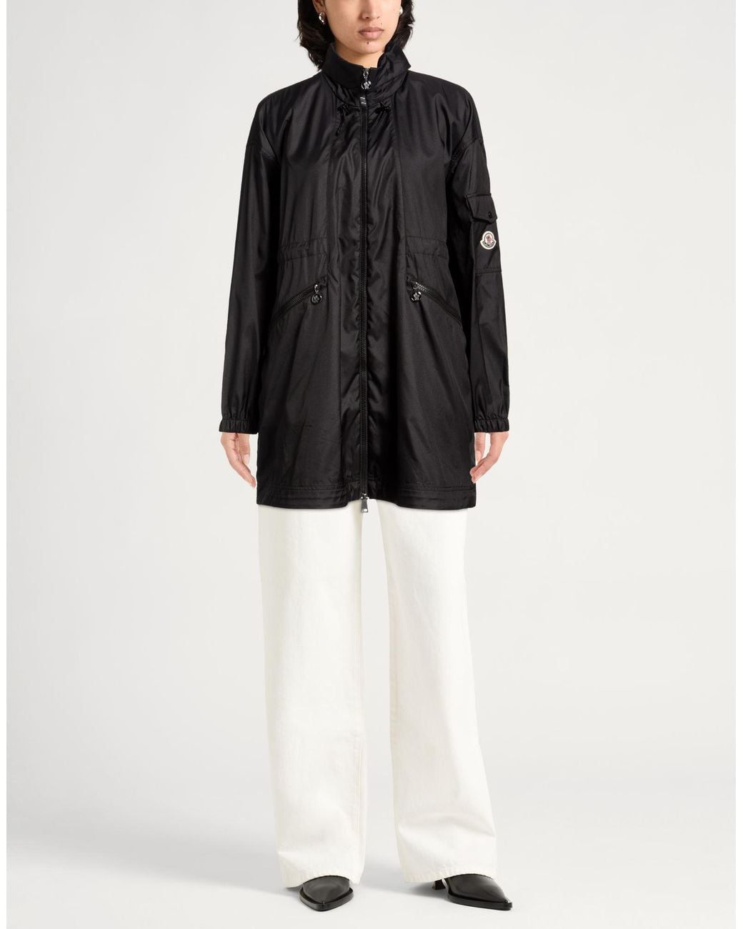Moncler Black Overcoat & Trench Coat Polyamide
