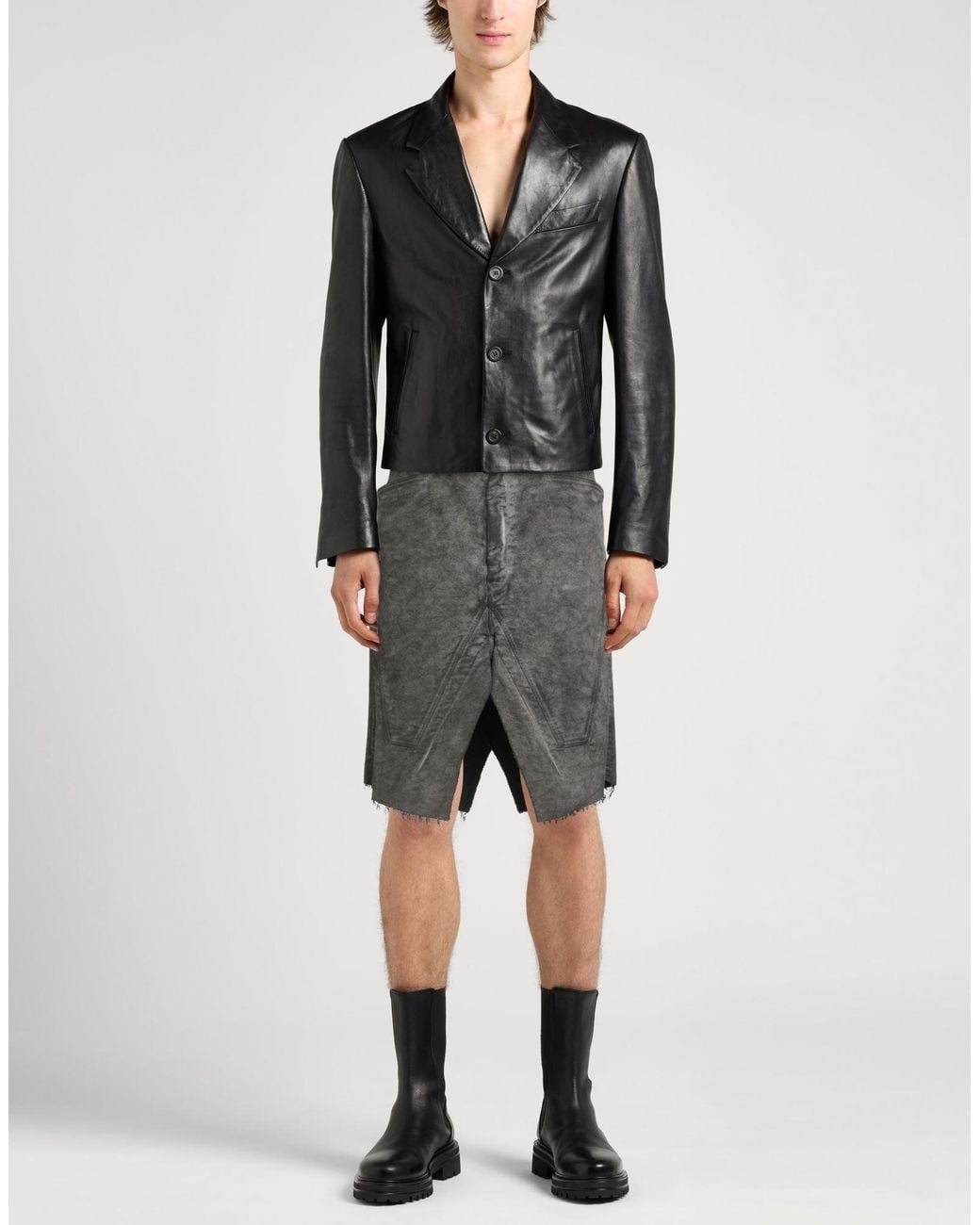 Rick Owens Gray Midi Skirt for men