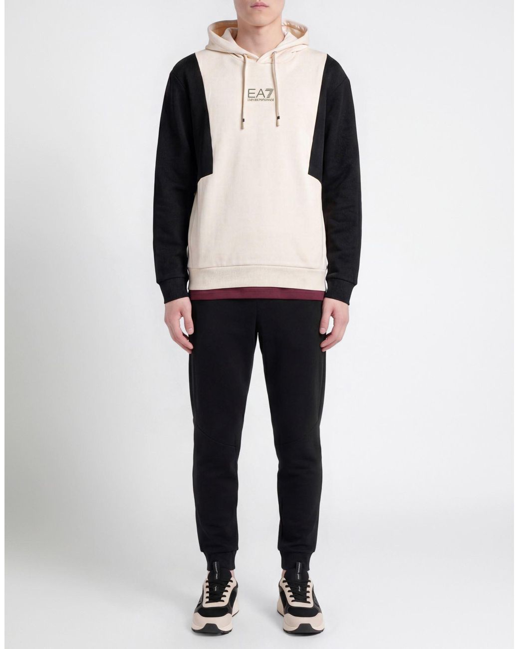 EA7 Blue Cream Sweatshirt Cotton, Polyester for men