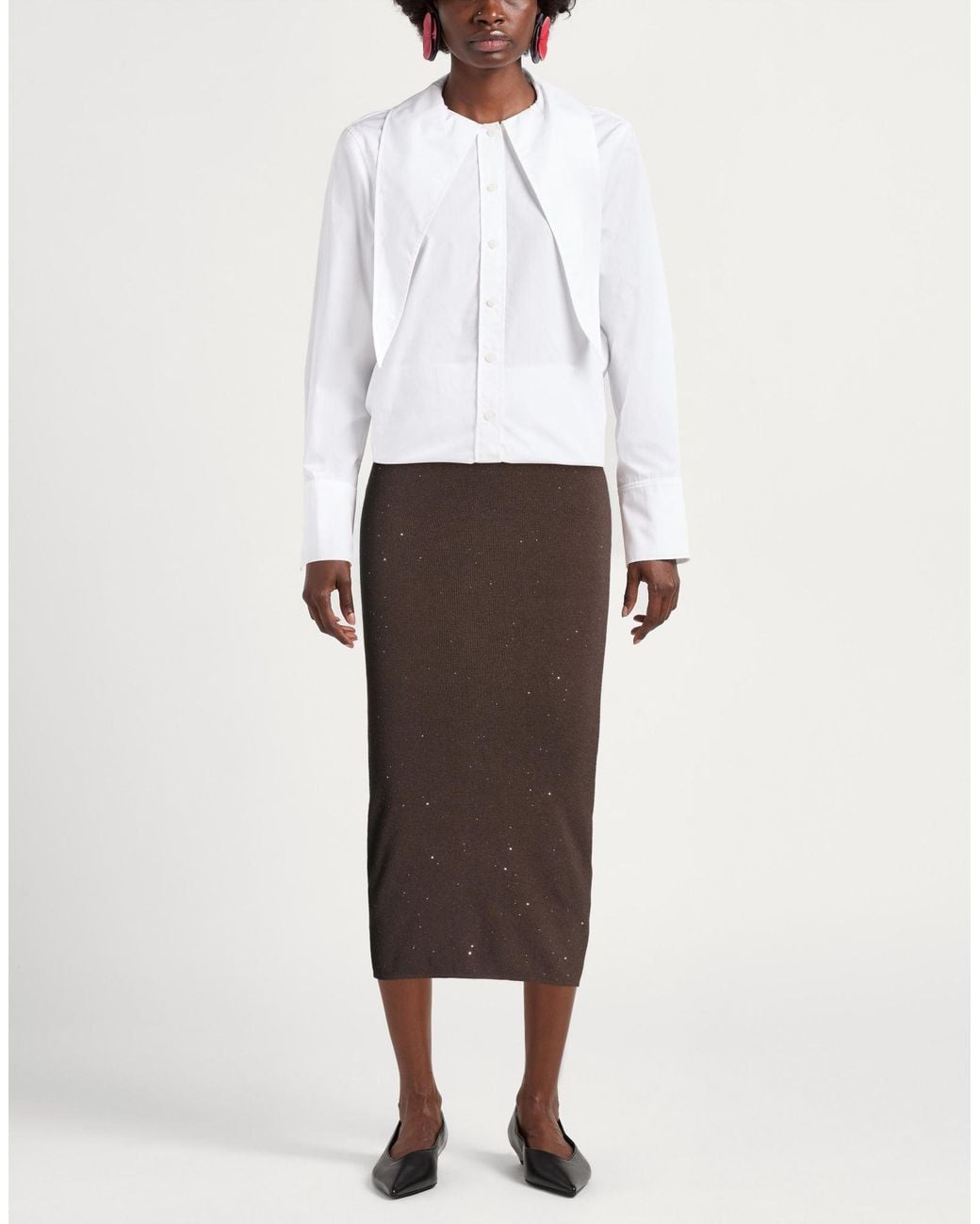 Haveone Brown Midi Skirts