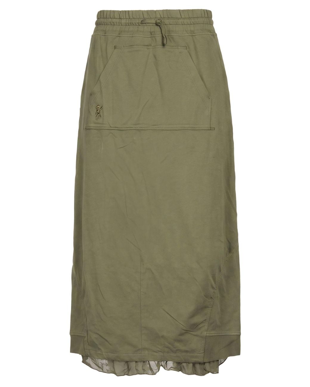 European Culture Green Midi Skirt Cotton, Elastane