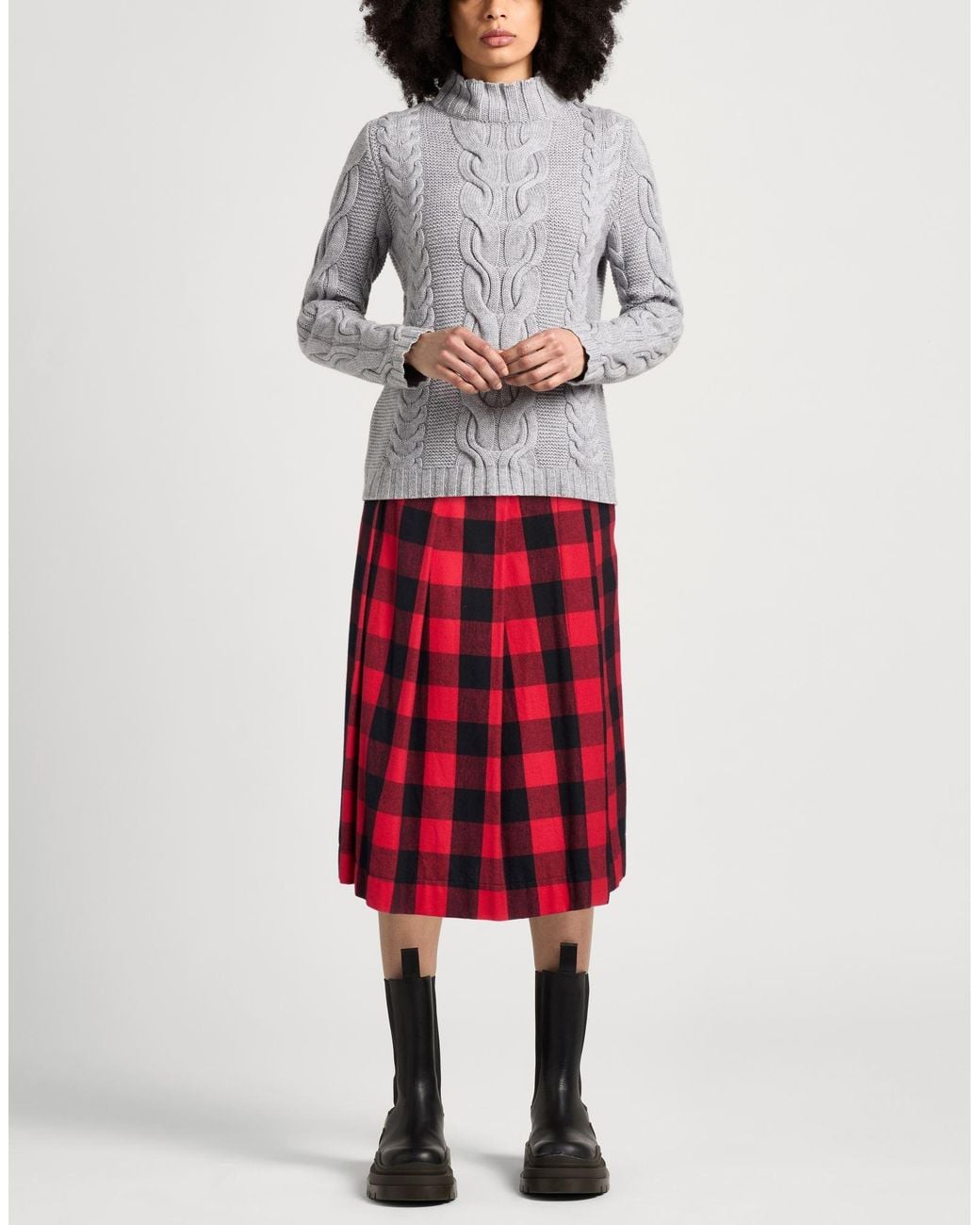 Dixie Red Midi Skirt Cotton