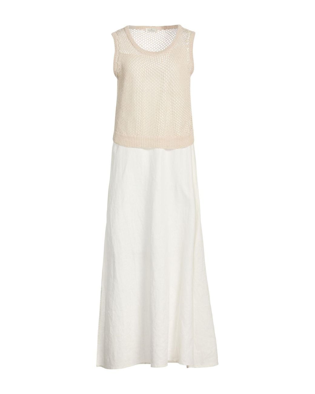 Panicale White Maxi Dress Linen, Cotton, Polyester, Viscose