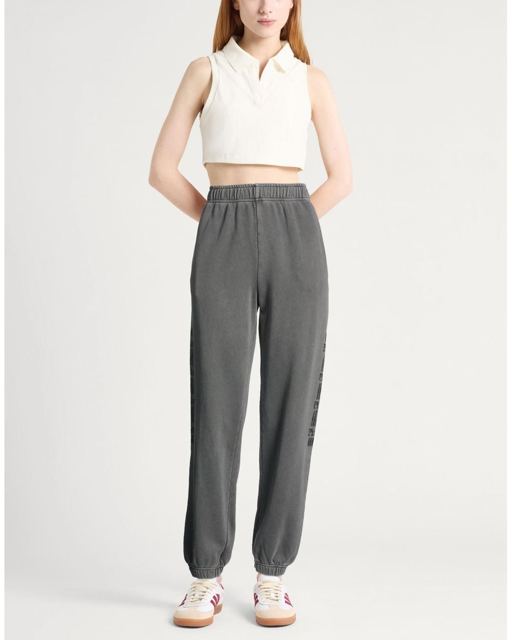 Pinko Gray Charcoal Pants Cotton