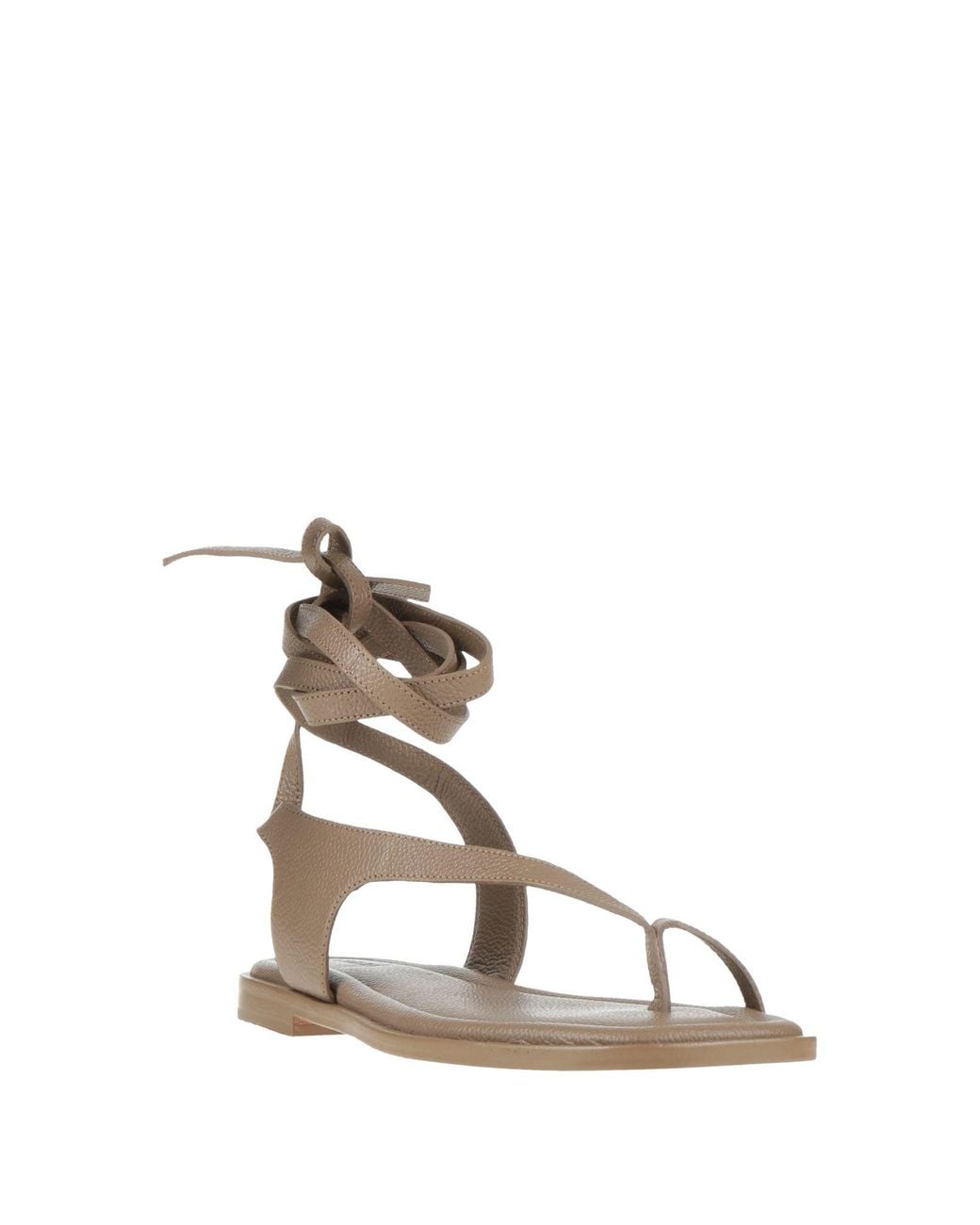 A.Emery White Khaki Thong Sandal Leather