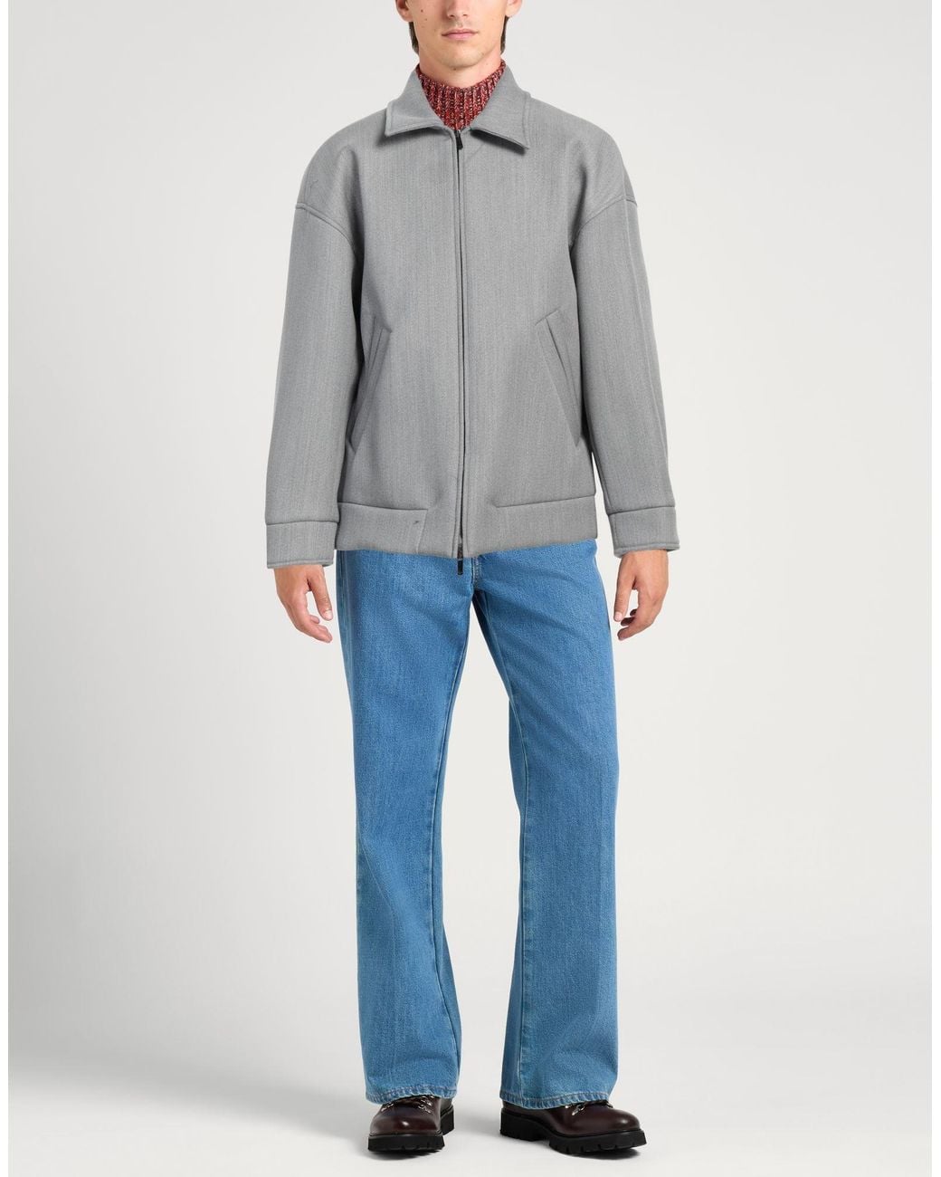 Emporio Armani Gray Jacket Virgin Wool, Polyamide, Polyester for men