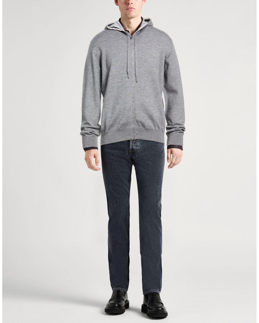 Fedeli Gray Cardigan Cashmere, Silk for men