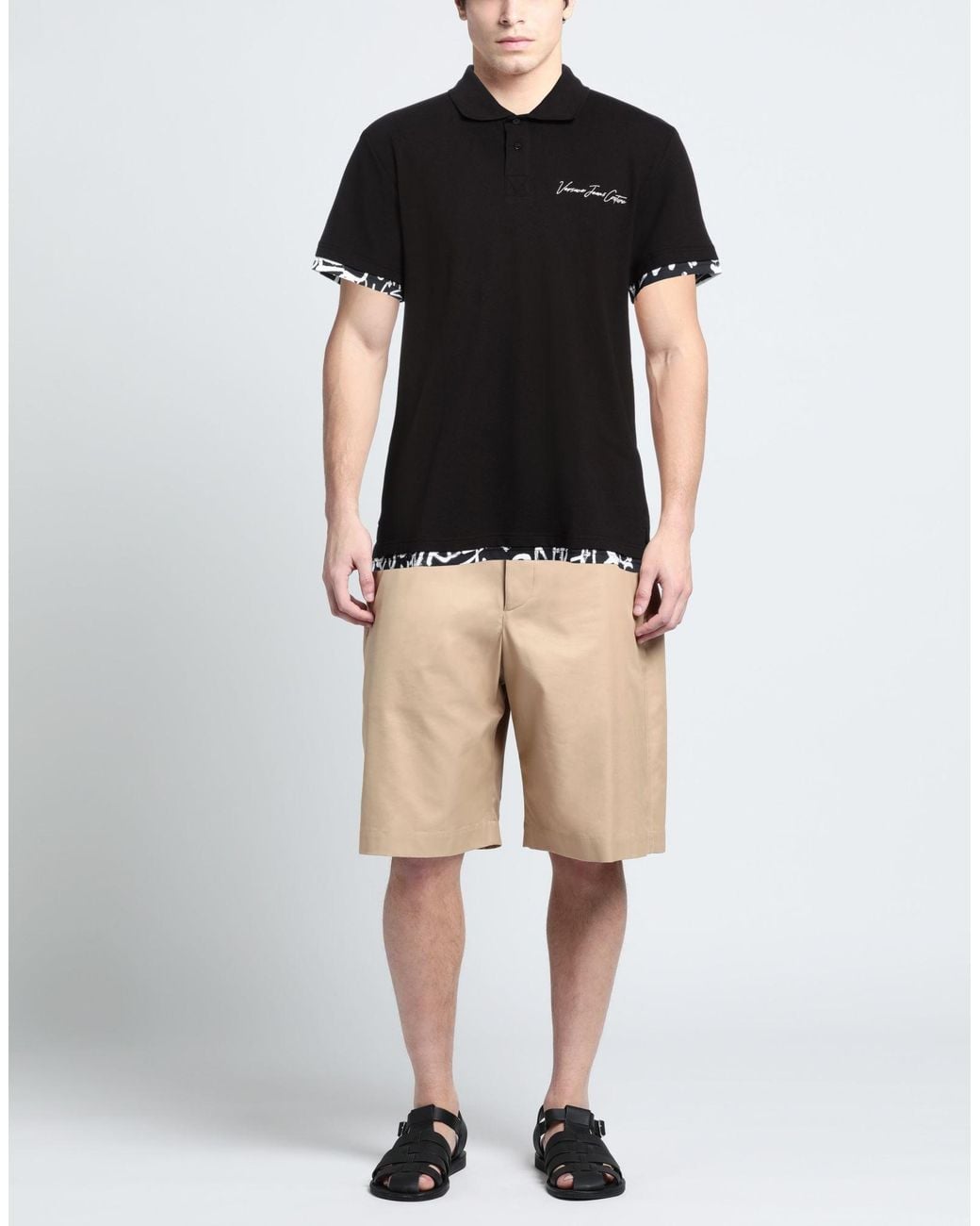 Versace Jeans Couture Black Polo Shirt Cotton, Elastane for men