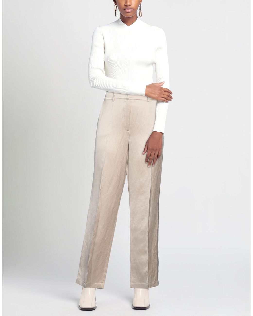 Cambio White Pants Viscose, Linen, Cotton