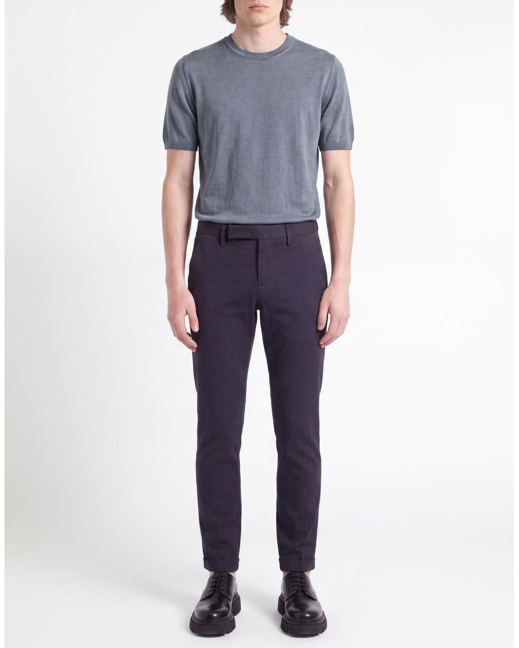 Entre Amis Blue Pants Cotton, Elastane for men