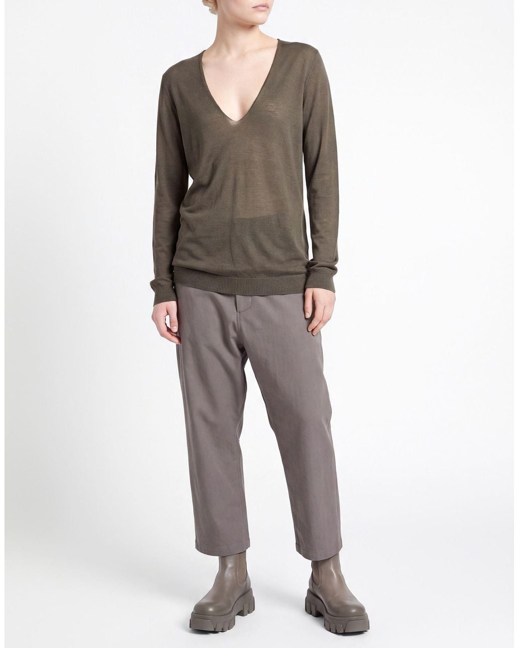 Rick Owens Green Dark Sweater Virgin Wool