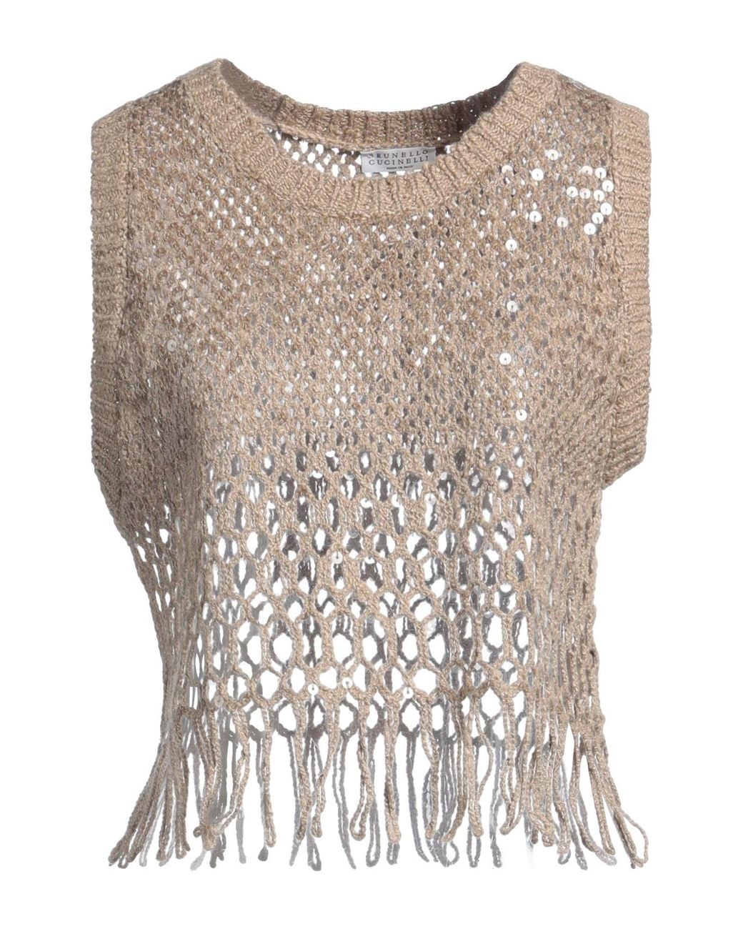 Brunello Cucinelli Natural Top Silk, Linen, Polyester
