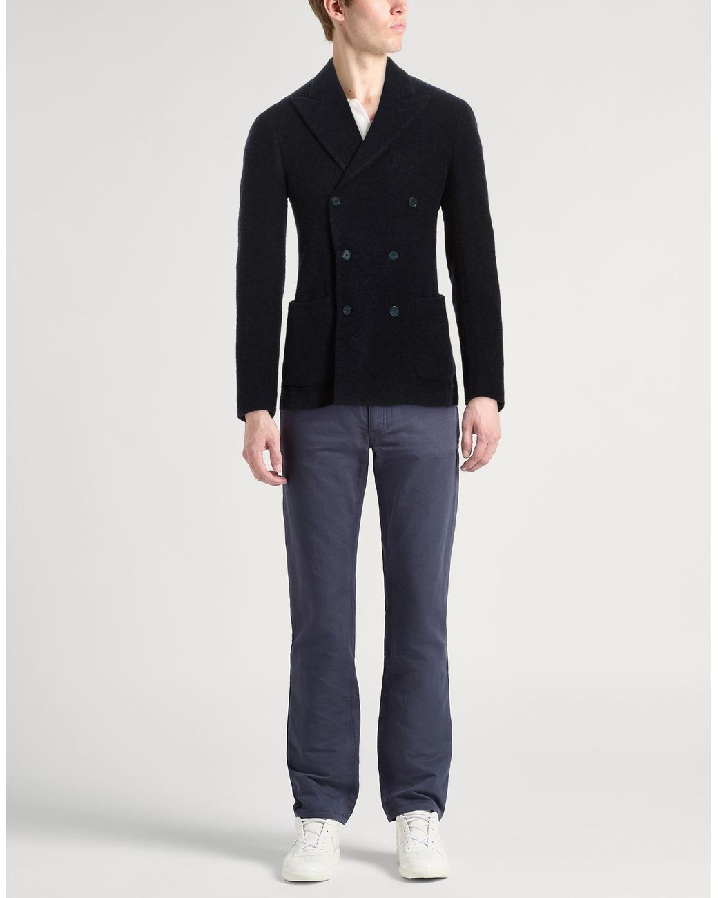 Santaniello Blue Midnight Blazer Wool, Polyamide, Elastane for men
