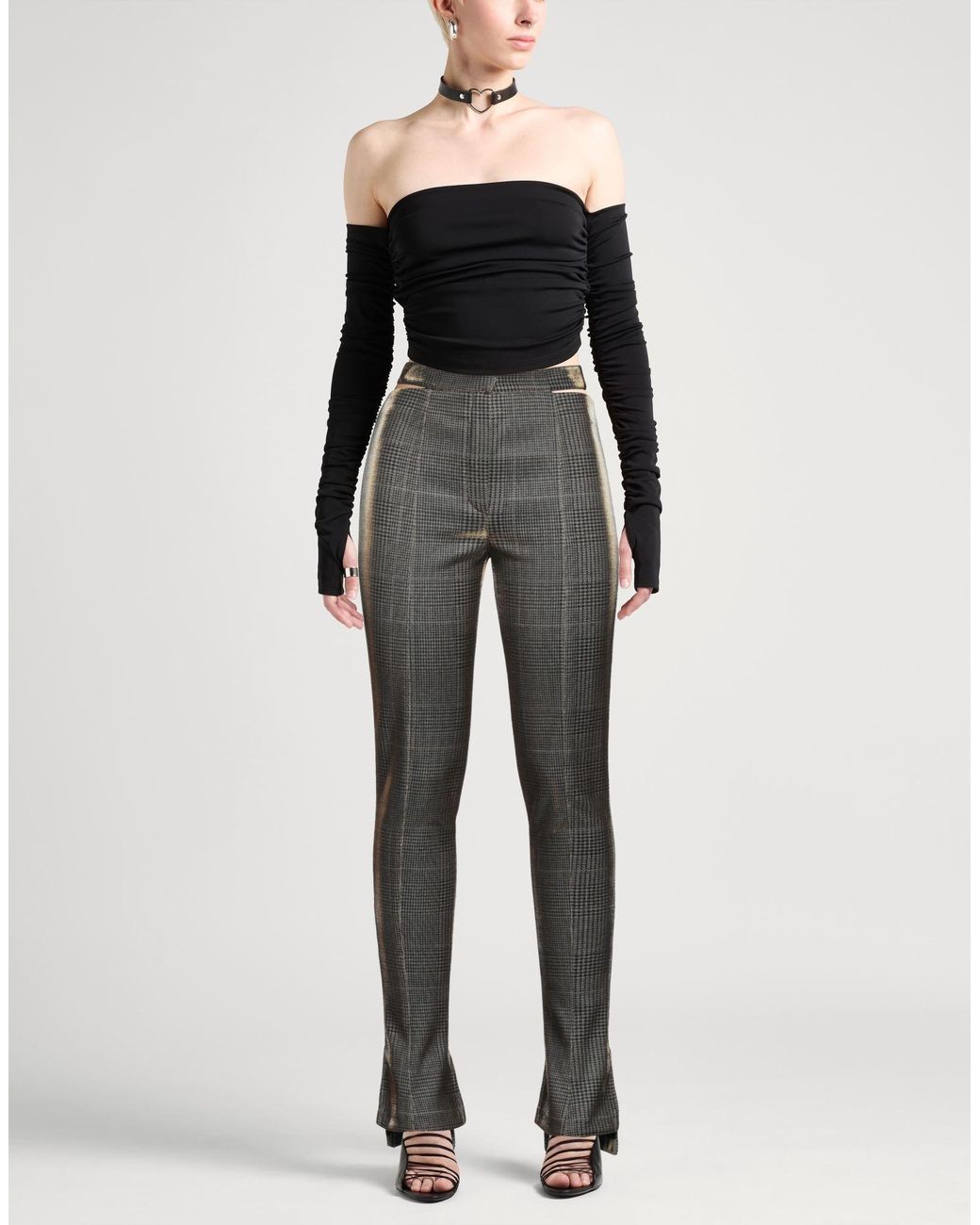 Mugler Gray Pants Polyester, Viscose, Elastane
