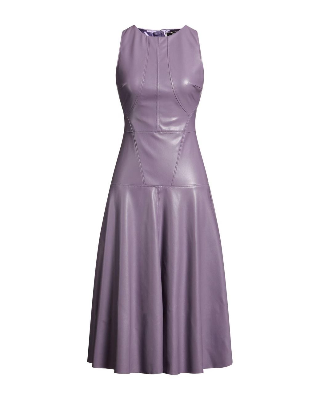 Elisabetta Franchi Purple Midi Dress Polyester, Polyurethane