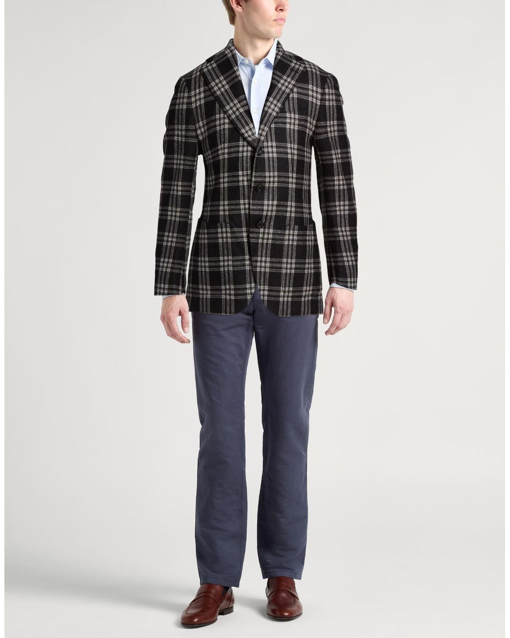 Santaniello Black Charcoal Blazer Super 130S Wool for men