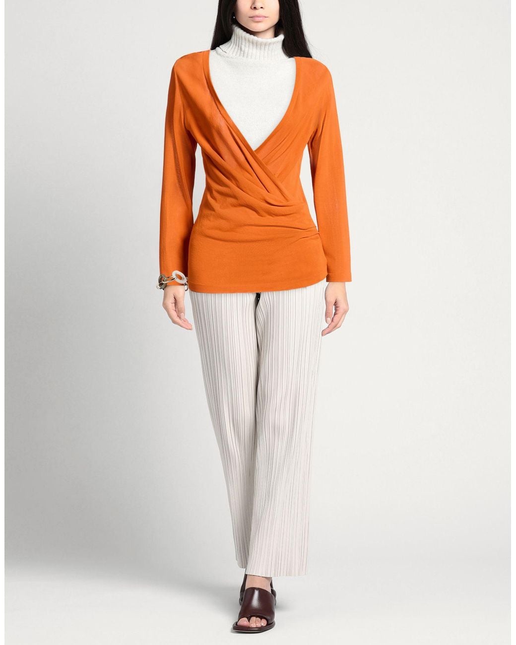 Alberta Ferretti Orange Wrap Cardigans Viscose, Elastane