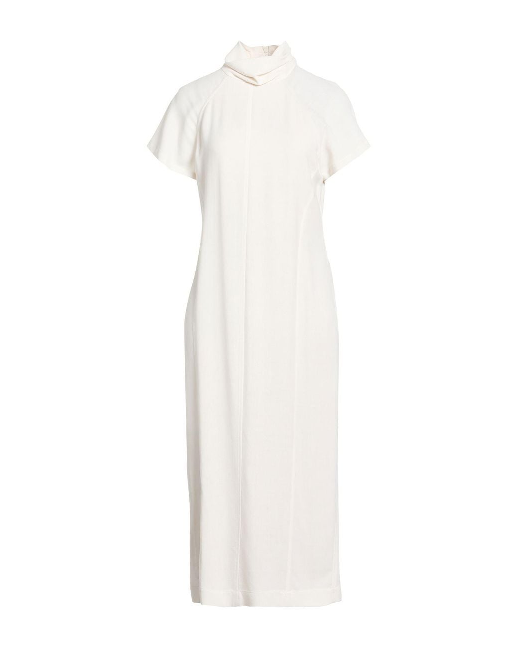 Brunello Cucinelli White Midi Dress Virgin Wool, Viscose, Brass