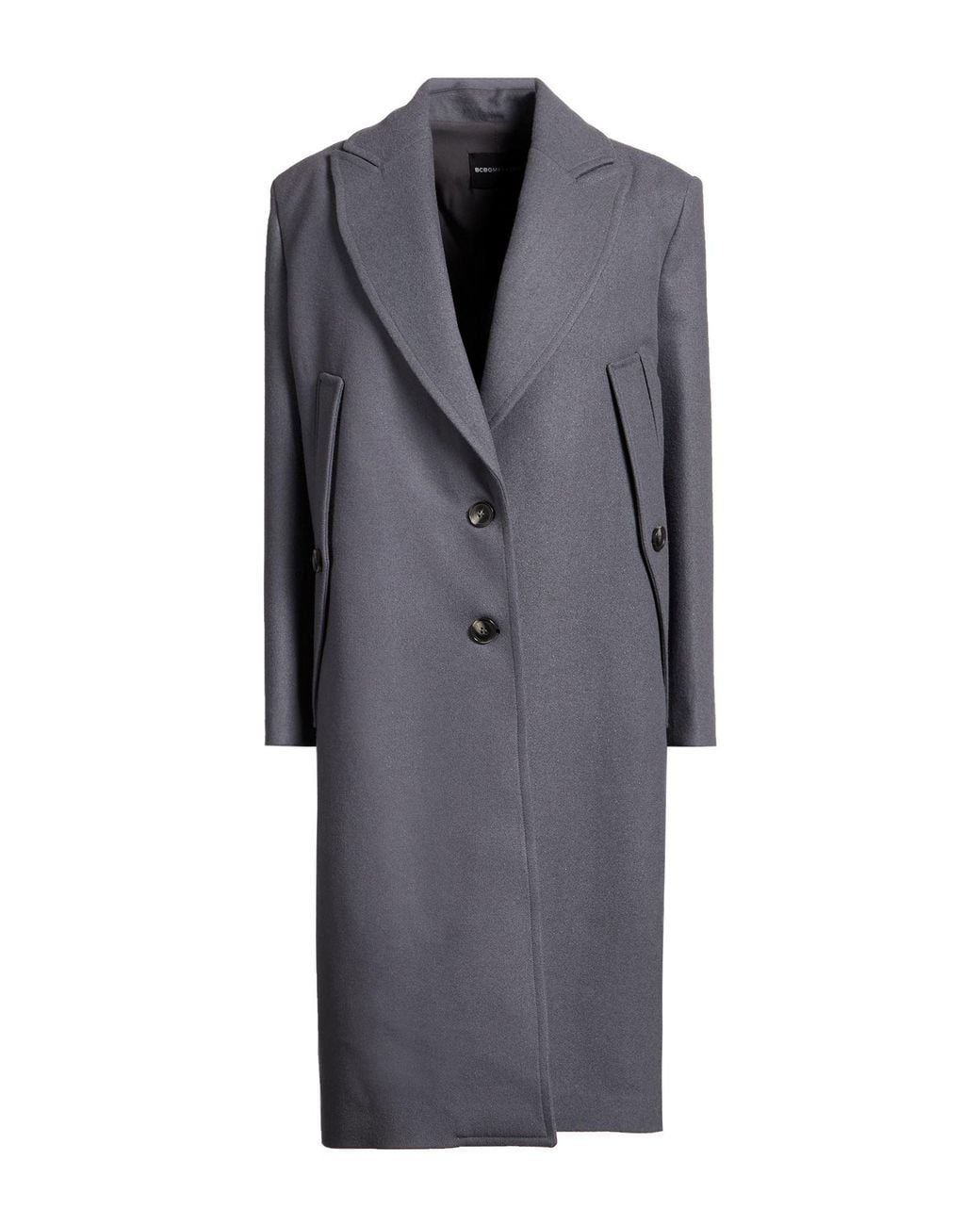 BCBGMAXAZRIA Gray Coat Wool, Viscose, Polyester