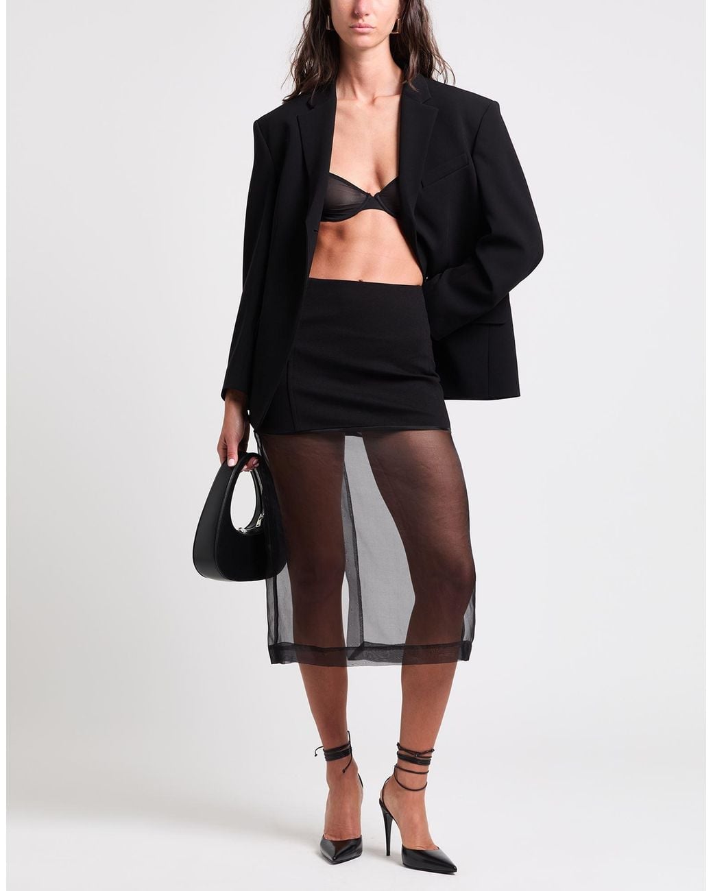 MEIMEIJ Black Midi Skirt Viscose, Polyamide, Elastane, Silk