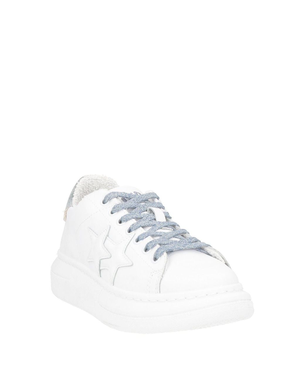 2 Star White Sneakers Leather, Textile Fibers