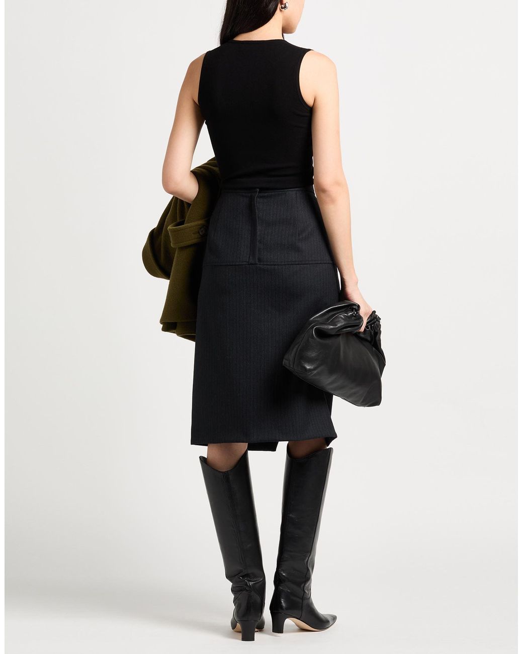 Fendi Gray Midi Skirt Virgin Wool, Elastane, Polyester