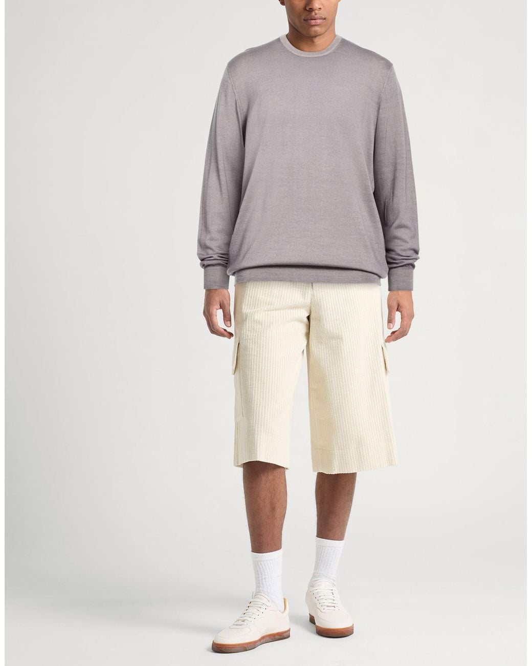 Fedeli Gray Sweater Merino Wool for men