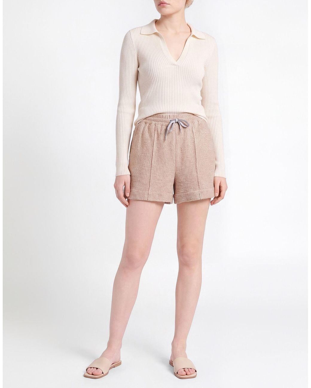 Eleventy Natural Sand Shorts & Bermuda Shorts Cotton, Viscose, Polyester, Polyamide, Elastane