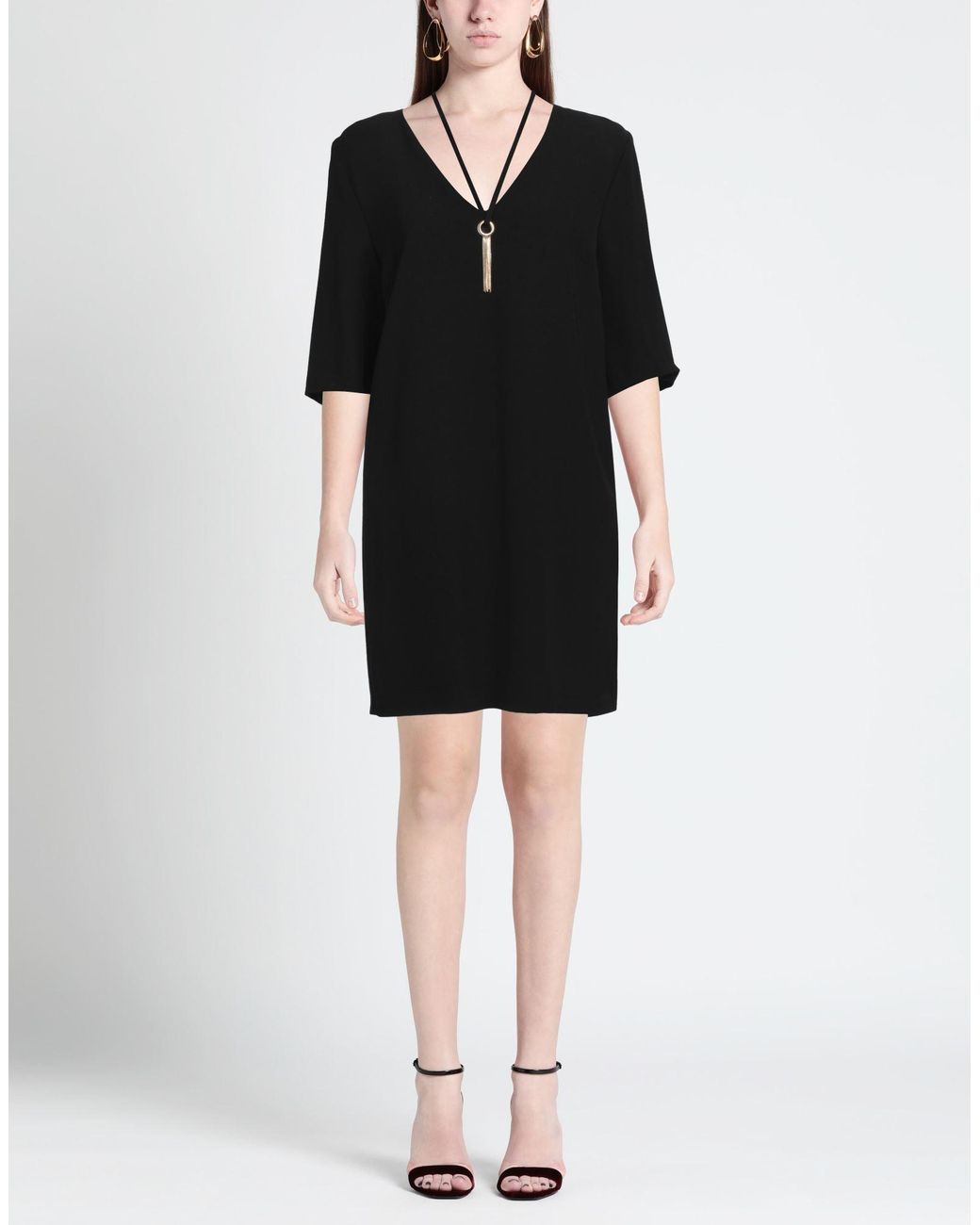 SIMONA CORSELLINI Black Mini Dress Polyester, Elastane