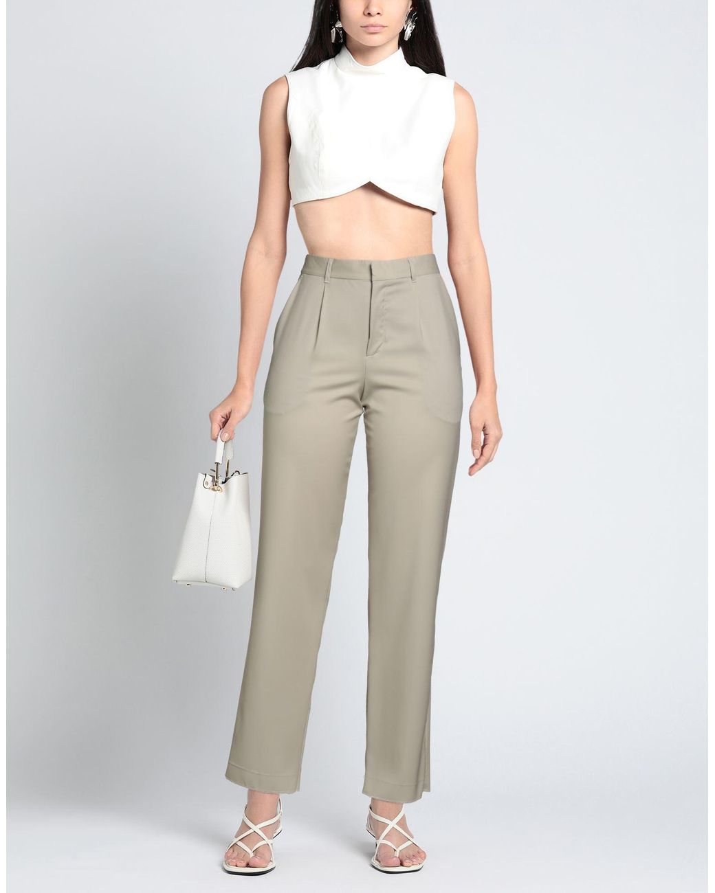 FEDERICO CINA Gray Sand Pants Wool