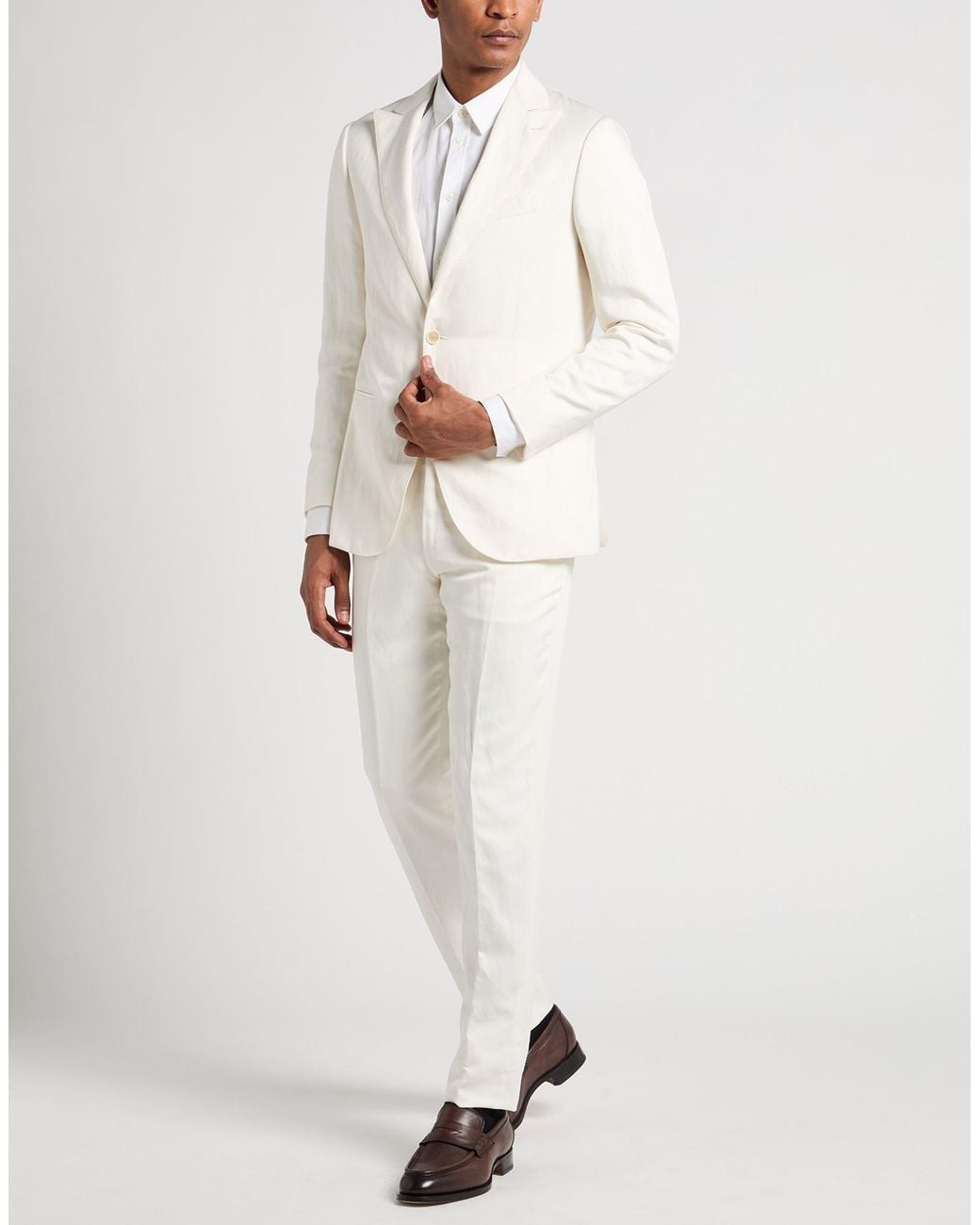 Caruso White Suit Silk, Linen for men