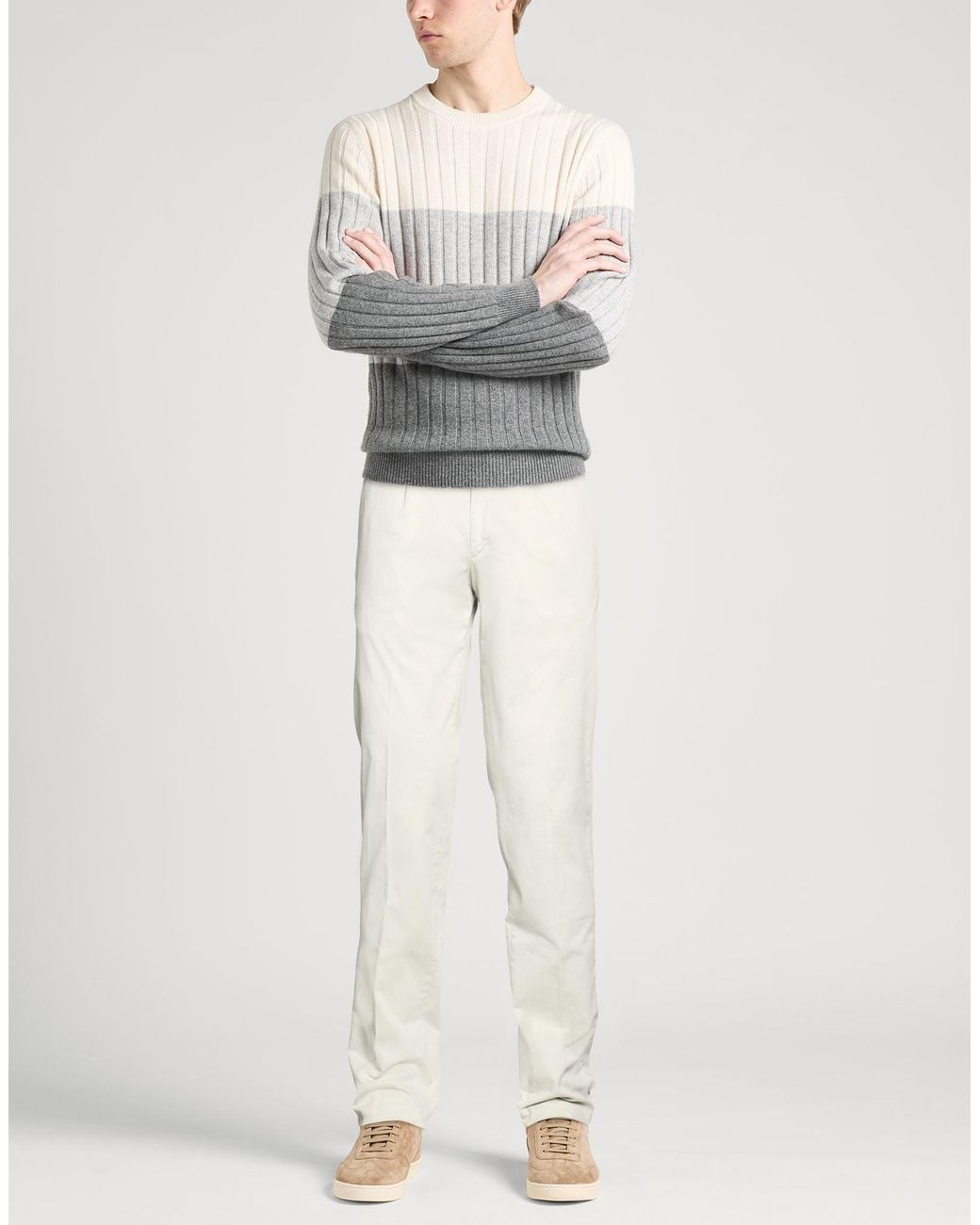 Moorer White Pants Cotton, Elastane for men