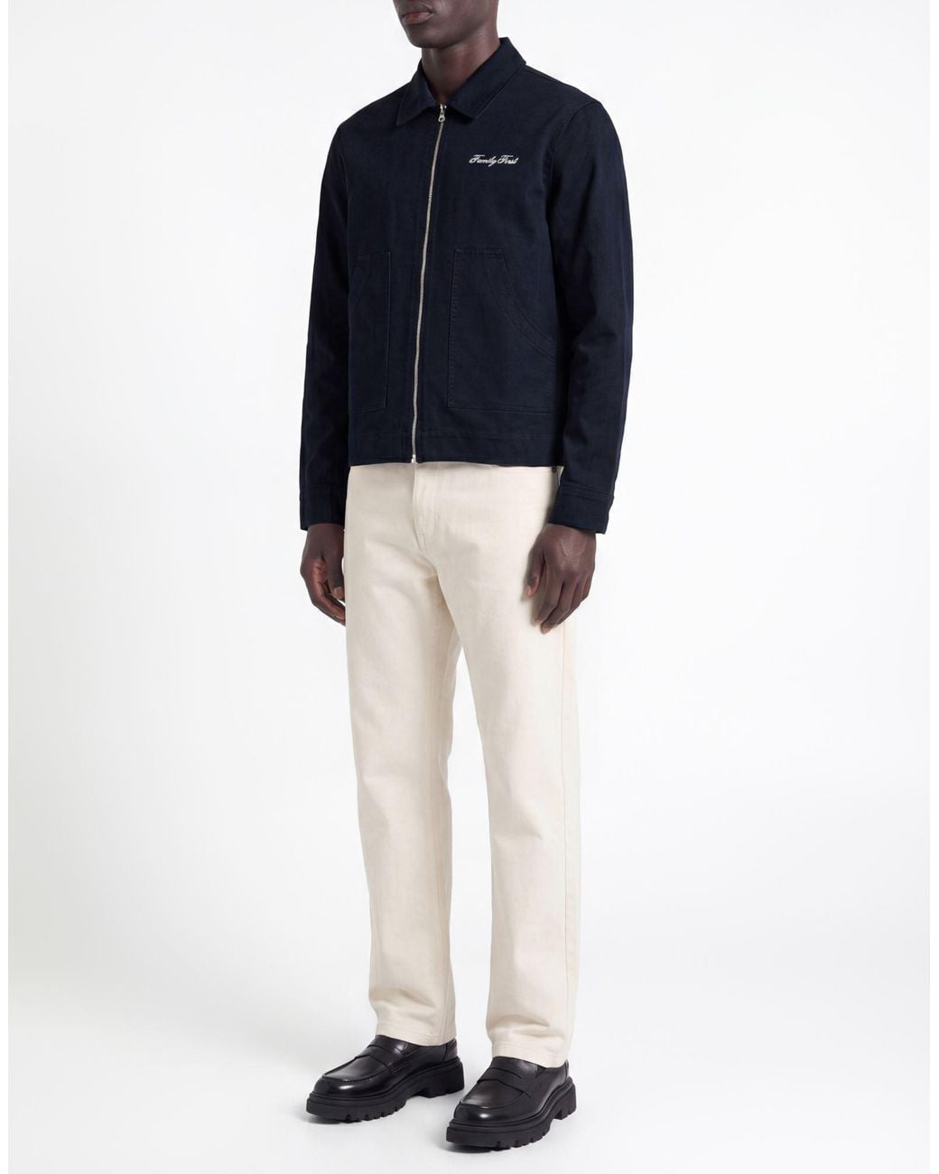 FAMILY FIRST Blue Jacket Cotton, Elastane for men