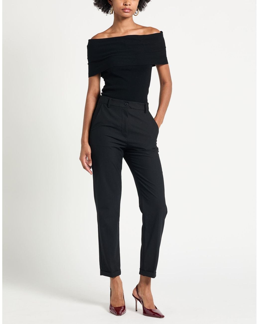 Semicouture Black Jumpsuit Polyester, Virgin Wool, Elastane