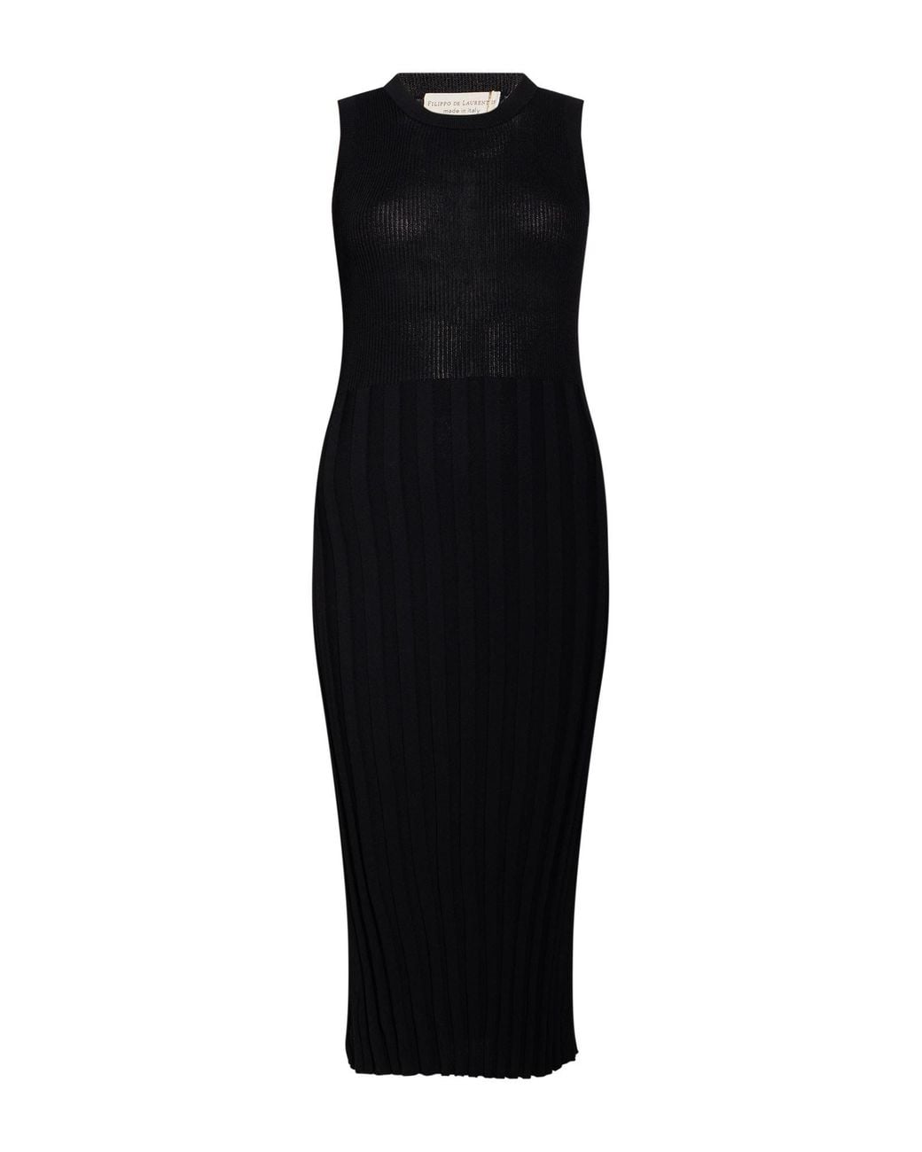 FILIPPO DE LAURENTIIS Black Midi Dress Viscose, Nylon